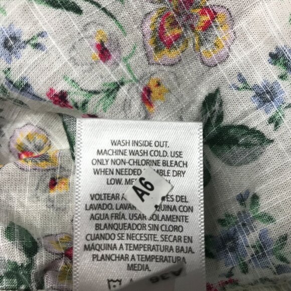 Time and Tru White Floral Bell Sleeve Woven Top - Size Small - Picture 5 of 7